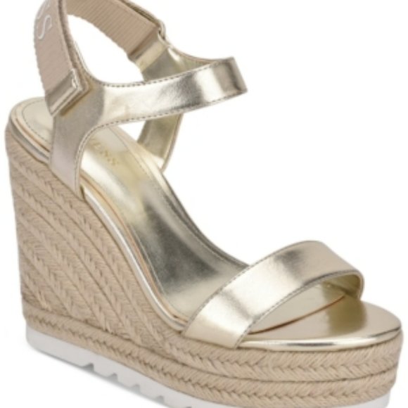 Guess Shoes - Guess Golden Espadrille Wedge Sandals Gold -6